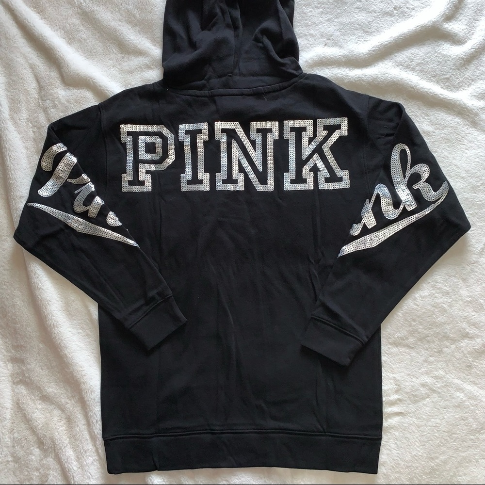 VS PINK Black Hoodie with Grey Bling